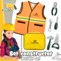 Maletín Obrero My Tools 7 Piezas con Chaleco y Herramientas, 24x8x20 Cm, Amarillo(m-2)