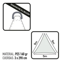 Toldo Vela Triangular Aktive Resistente 160 G/m², 500x500x500 Cm, Blanco(m-3)