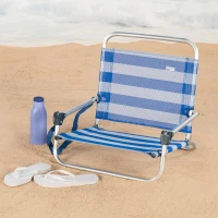 Silla Plegable de Playa Aktive, Ultraligera con Asa de Hombro, 54x8x52 Cm, Azul y Blanco(m-2)