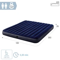 Colchón Hinchable Intex King Size Dura-Beam Fiber-Tech, 183x203x25 Cm, Beige(m-4)