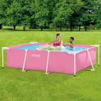 Piscina Desmontable Rectangular INTEX Estructura Metálica 220x150x60 Cm, Rosa(m-2)