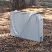 Mesa Plegable Camping Maletín Antideslizante con Red Auxiliar, 45x30x6,5 Cm, Beige(m-2)