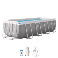 Piscina Desmontable Rectangular Prism Frame con Depuradora, 400x200x122 Cm, Gris Claro(m-1)