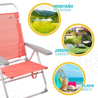 Silla Baja Plegable Reclinable con Estructura de Aluminio, 48x57x100 Cm, Coral(m-5)