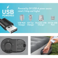 Colchón Hinchable Doble Dura-Beam® Prestige Mid-Rise con Bomba USB Incorporada, 152x203x30 Cm, Gris(m-5)