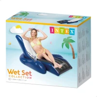 Sillón Colchoneta Hinchable Intex Ergonómico 2 Cámaras, 180x135 Cm, Blanco/Azul/Negro(m-3)