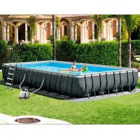 Piscina Desmontable INTEX Ultra XTR Frame con Depuradora y Clorador, 975x488x132 Cm, Gris(m-2)