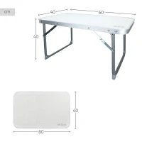 Mesa Plegable Baja Aktive Camping, 60x40x40 Cm, Blanco(m-4)