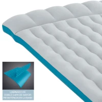 Colchoneta Hinchable Doble Intex Camping 127x193x24 Cm, Gris y Azul(m-3)