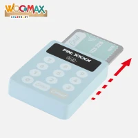 Caja Registradora de Madera Woomax, con 18 Piezas, 18x18x15 Cm, Azul y Gris(m-2)