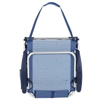Silla de Playa Tumbona Baja Reclinable 4 Posiciones con Cojín y Bolsillo, 51x45x76 Cm, Azul Marino(m-8)