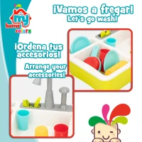 Fregadero de Juguete con 22 Accesorios y Mecanismo de Bombeo, 42x11,5x28,5 Cm, Multicolor(m-3)