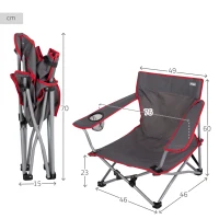 Silla Baja Plegable de Camping Poliéster 600D y Estructura de Acero, 15x15x70 Cm, Gris(m-4)