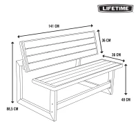 Banco Convertible en Mesa Lifetime, Polietileno de Alta Densidad, 141x78,5x88,5 Cm, Madera(m-7)