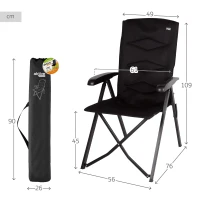 Silla Plegable Camping Acolchada Reclinable, 28,5x18x93 Cm, Negro(m-4)