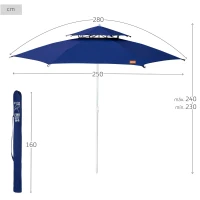 Sombrilla de Playa Aktive Antiviento Doble Techo 8 Varillas 280 Cm, Azul(m-4)