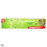 Set Portería Fútbol Plegable con Balón e Hinchador, 132x101x59 Cm, Blanco y Negro(m-7)