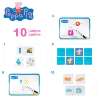 Mesa Infantil Peppa Pig con Pizarra, 10 Juegos Educativos y Almacenamiento, 59x13x39 Cm, Rosa y Azul(m-4)