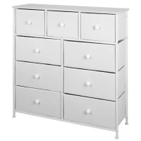 Cómoda 9 Cajones de Tela, 100x30x100 Cm, Blanco(m-1)
