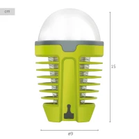 Lámpara Antimosquitos LED 2 en 1 Recargable, 9x9x15 Cm, Verde y Gris(m-4)