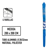 Sombrilla Cuadrada Aktive con Tejido 160 Gr/m2 UV30 y 4 Varillas de Fibra, 200x200x252 Cm, Azul Marino(m-3)