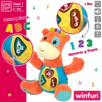 Peluche Jirafa Interactiva Que Habla en Español y Emite Luces, 18x8,5x19 Cm, Naranja(m-4)