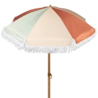 Sombrilla de Playa 8 Varillas con Flecos, 200 Cm, Multicolor(m-1)