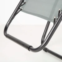 Silla Plegable Jardín Gravedad Cero 2 Posiciones, 86,5x13,5x67,0 Cm, Gris(m-5)