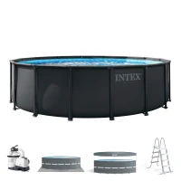 Piscina Elevada Redonda con Depuradora de Arena, 488x122 Cm, Gris Oscuro(m-1)