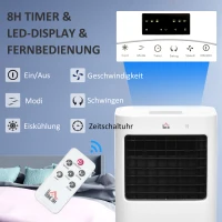 HOMCOM Luftkühler, 3 Modi, Timer-Funktion, rollbar, Kunststoff, Weiß(m-7)