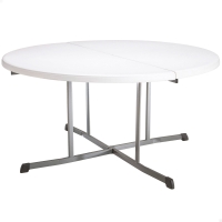 Mesa Redonda Plegable Lifetime, Tablero Polietileno 45 Mm, 152x152x75,5 Cm, Blanco