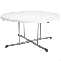 Mesa Redonda Plegable Lifetime, Tablero Polietileno 45 Mm, 152x152x75,5 Cm, Blanco(m-1)