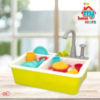 Fregadero de Juguete con 22 Accesorios y Mecanismo de Bombeo, 42x11,5x28,5 Cm, Multicolor(m-4)