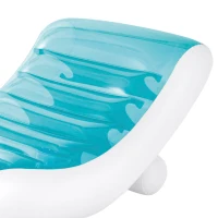 Tumbona Hinchable Premium con Cojín y Portavasos, 99x191 Cm, Azul(m-5)
