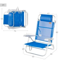 Silla de Playa Aktive Plegable Reclinable 8 Posiciones, 74x12x65 Cm, Azul(m-4)