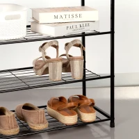 Zapatero Metálico 4 Estantes, 63x30x63 Cm, Negro y Madera(m-3)