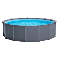Piscina Desmontable Panel Efecto Madera, 478x124 Cm, Gris Grafito(m-8)
