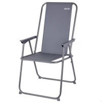 Silla Plegable de Camping con Topes Antivuelco, 53x5x81 Cm, Gris(m-1)
