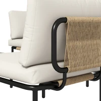Outsunny Set Giardino 5 Pezzi, Rattan Componibile L con Cuscini, 192x126x60 cm, Colore Cachi(m-11)