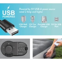 Colchón Hinchable Doble Mid-Rise Comfort con Bomba USB Fast-Fill, 152x203x36 Cm, Gris(m-6)