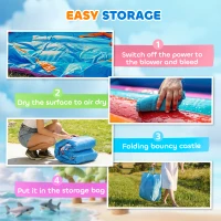 Outsunny 6 in 1 Kids Bouncy Castle, with Water Slide, Water Gun, Climbing Wall, Air Blower for Indoors/Outdoors, 3.9 x 3 x 2m(m-8)