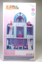 Castillo de Princesas de Madera 3 Plantas WOOMAX, 37x15x53,5 Cm, Rosa y Azul(m-10)