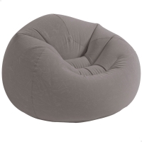Sillón Hinchable Intex Acolchado Aterciopelado, 114x114x71 Cm, Gris