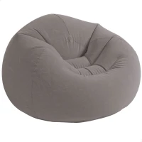 Sillón Hinchable Intex Acolchado Aterciopelado, 114x114x71 Cm, Gris(m-1)