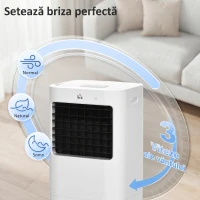HOMCOM Răcitor Evaporativ și Ventilator cu Gheață 3 în 1 cu 3 Viteze și Cronometru, 32x37x74 cm, Alb(m-6)