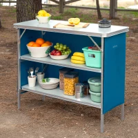 Armario Camping Plegable con Estructura de Aluminio, 110x38x88 Cm, Gris(m-3)