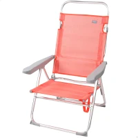 Silla Baja Plegable Reclinable con Estructura de Aluminio, 48x57x100 Cm, Coral(m-1)