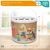 Bloques de Construcción de Madera 50 Piezas, 20x20x16,5 Cm, Multicolor(m-6)