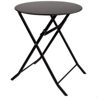 Mesa Redonda Plegable Metal, 60x60x70 Cm, Negro(m-1)