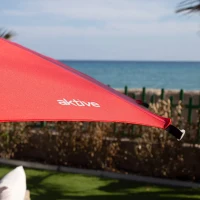 Sombrilla de Playa Antiviento 8 Varillas, 280x280x160 Cm, Rojo(m-6)